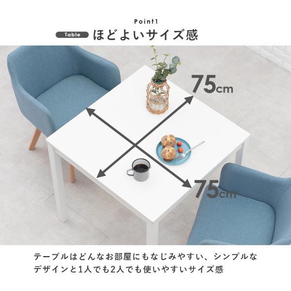2人用ダイニングセット [幅75] (テーブル+肘掛け付きチェア2脚) Torico
