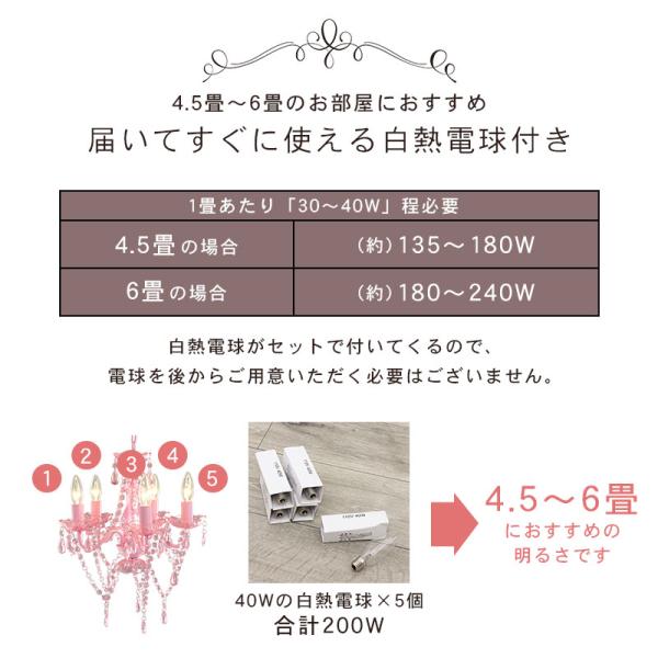 お値下げ　電球付き　アリス 5灯 シャンデリア クリーム Amazon | 秋月貿易(Akizuki) シャンデリア Alice アリス 5灯