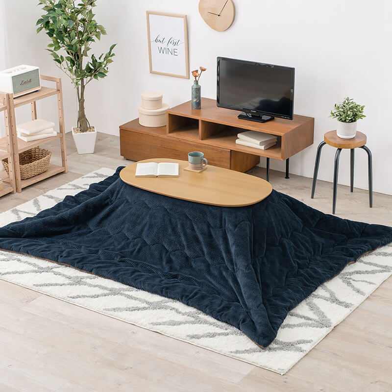 [幅90][セット] 折りたたみ楕円形こたつ Carumina+Bique