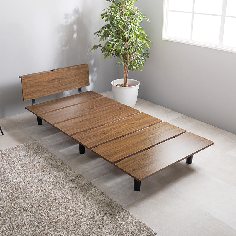 木目調ベッド コンセント付き（フレーム単品orマットレスセット） [S