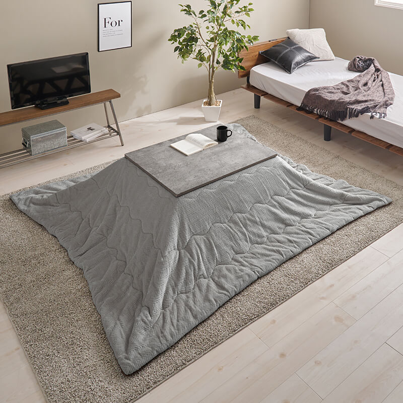 コンクリート調長方形こたつ Cartes+メレンゲ/Bique/Snow [幅75][単品