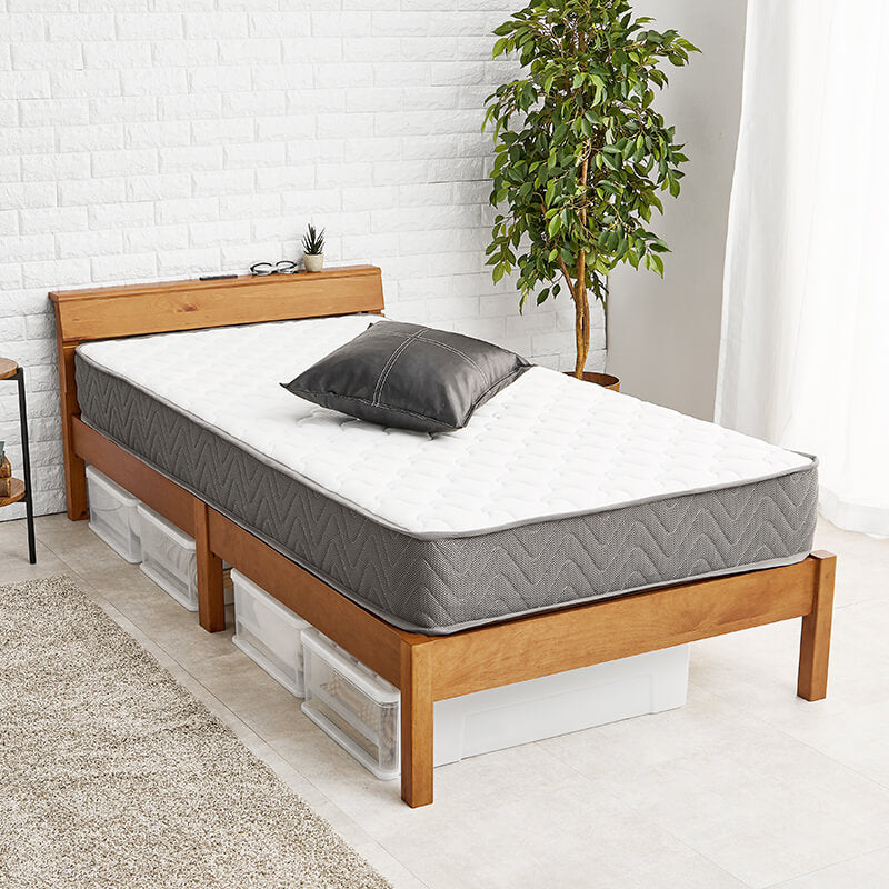 [シングル]3分で組立できるすのこベッド スタンダードタイプ コンセント付き（フレーム単品orマットレスセット） NEJILESS