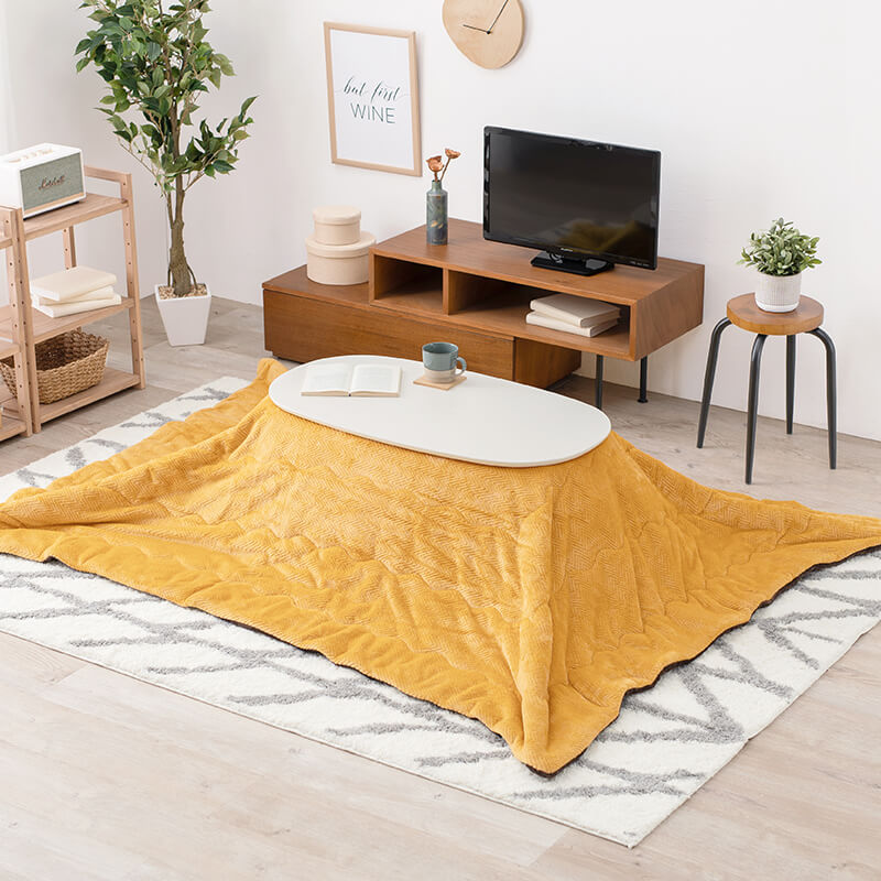 [幅90][セット] 折りたたみ楕円形こたつ Carumina+Bique