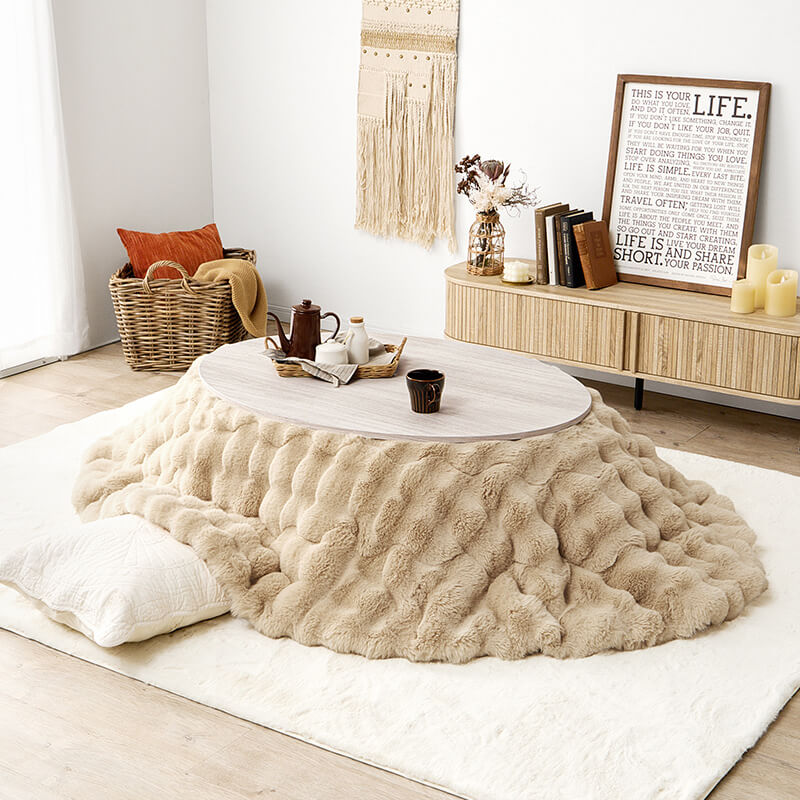 リバーシブル楕円形・円形こたつ [幅80/105][単品/セット] abel+Luna