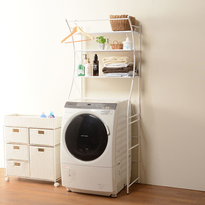 [幅75] エレガントなランドリーラック ハンガーバー付き