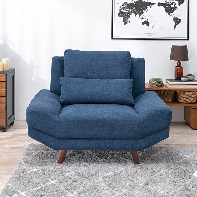 [幅113][生地サンプル無料] ごろ寝ソファ 1人掛け アームレス クッション付き 脚取り外し可能 Bright