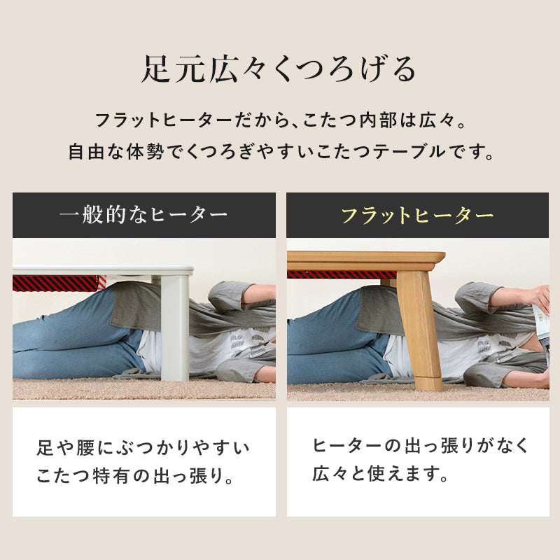 [幅80/105/120][単品/セット] 薄型カーボンヒーターこたつ Rino