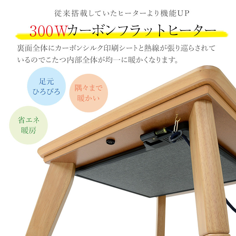 幅80/105/120][単品] 長方形・正方形こたつ 薄型ヒーター Rino