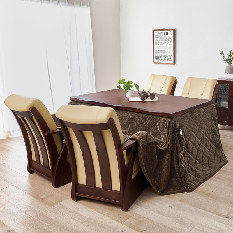 [150×85][単品/セット] ダイニングこたつテーブル 高さ4段階調節可能 正方形 ハロゲンヒーター  山城