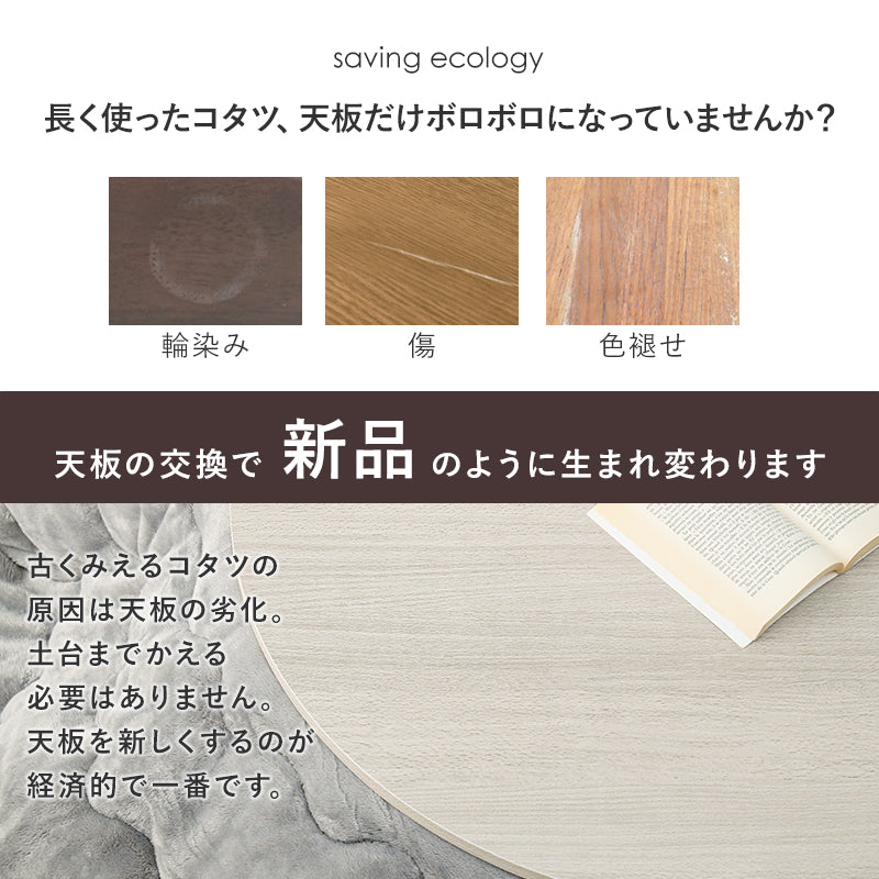 リバーシブルこたつ天板 [丸形/正方形/長方形] 単品 | おしゃれな家具