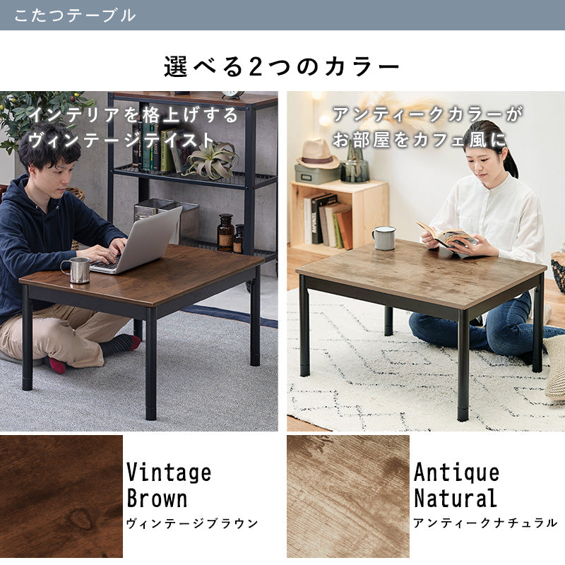 [幅75][単品/セット] 古木調こたつ 高さ2段階調節可能 Altena+Bique/Snow