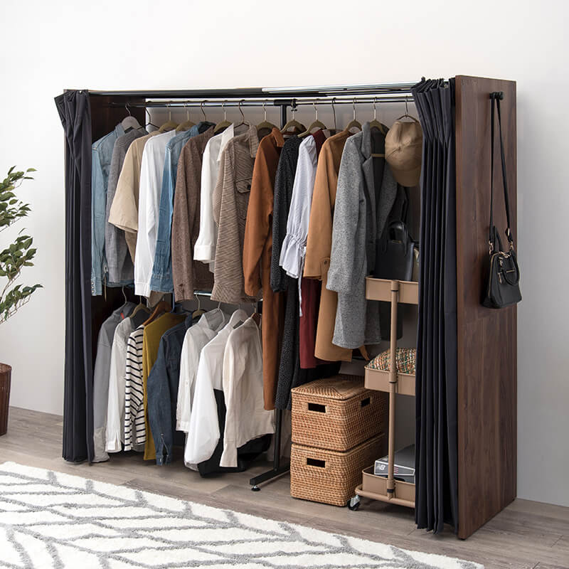 伸縮式クローゼット [幅118-195][棚なし/棚付き] Grande | ハンガー