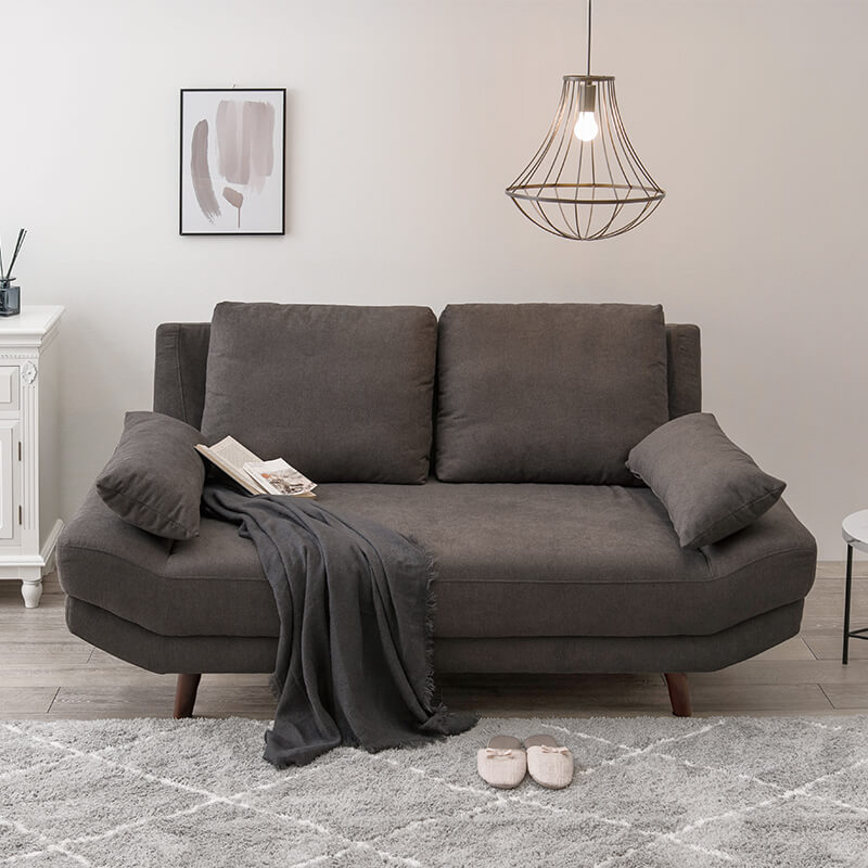 ごろ寝ソファ 2人掛け アームレス クッション付き 脚取り外し可能 [幅