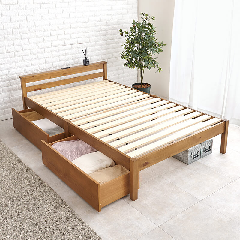 DEWEL シングル/セミダブル ベッドフレーム2つセット 無垢材 組立 DEWEL シングル/セミダブル ベッドフレーム2つセット 無垢材