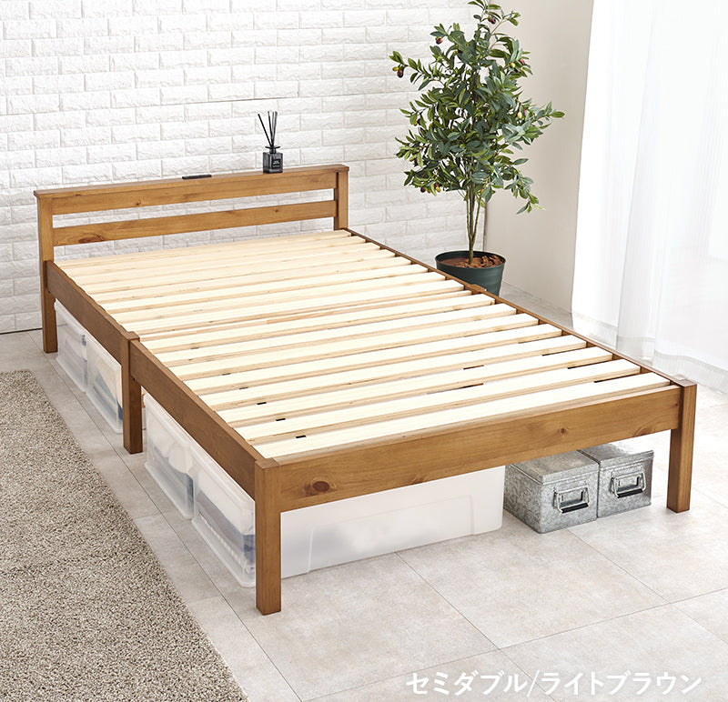 [シングル/セミダブル] 3分で組立できるすのこベッド スタンダードタイプ コンセント付き（フレーム単品orマットレスセット） NEJILESS