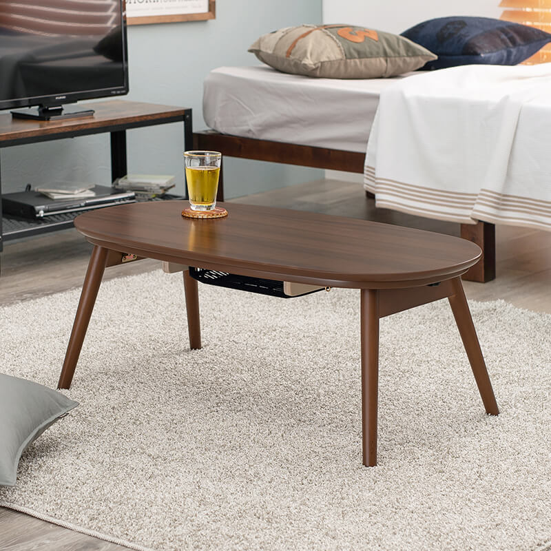 【新色登場】[幅90][単品/セット] 折りたたみ楕円形こたつ Carumina+Luna/moku moku/POKA/メレンゲ