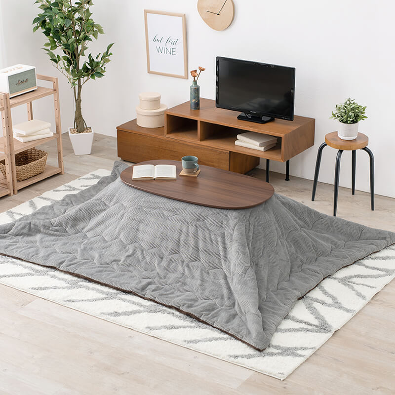 [幅90][セット] 折りたたみ楕円形こたつ Carumina+Bique