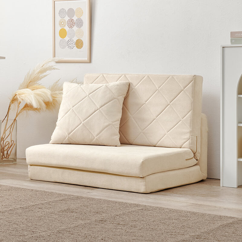 [生地サンプル無料][幅85] 3WAY淡色ソファベッド 1人掛け クッション付き ローソファ 完成品 Stella