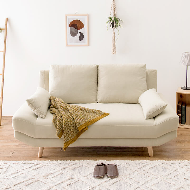[幅170][開梱組立設置付き][生地サンプル無料] ごろ寝ソファ 2人掛け アームレス クッション付き 脚取り外し可能 Bright