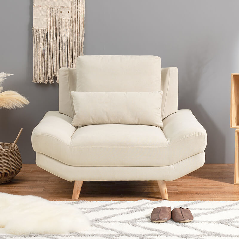 [幅113][生地サンプル無料] ごろ寝ソファ 1人掛け アームレス クッション付き 脚取り外し可能 Bright