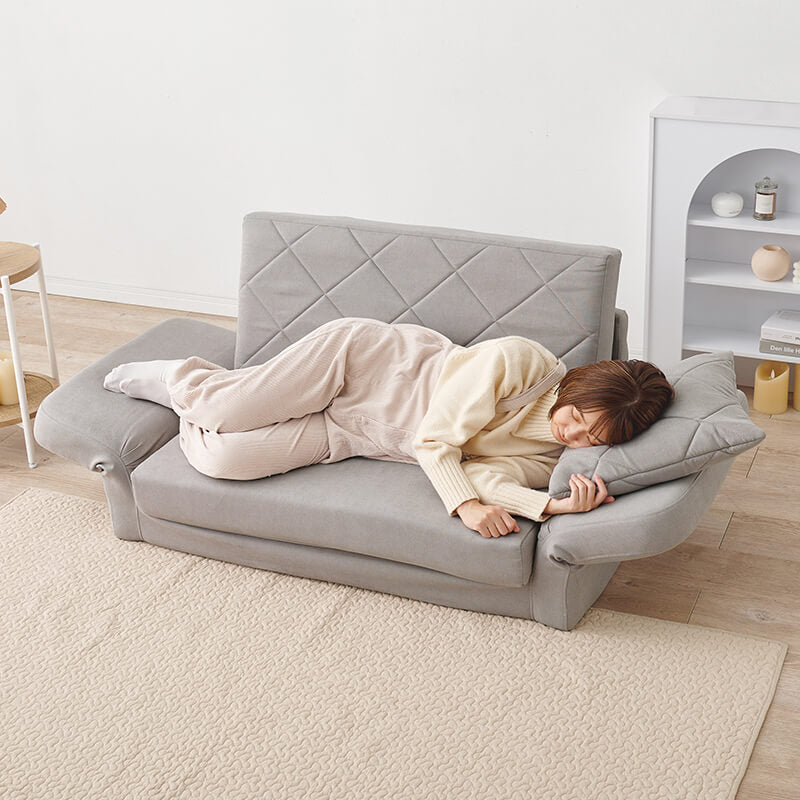 3WAY淡色ソファベッド 2人掛け [幅110] クッション付き