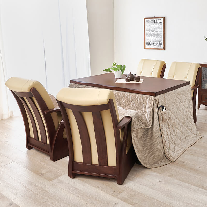 [135×80][単品/セット] ダイニングこたつテーブル 高さ4段階調節可能 長方形 ハロゲンヒーター  山城