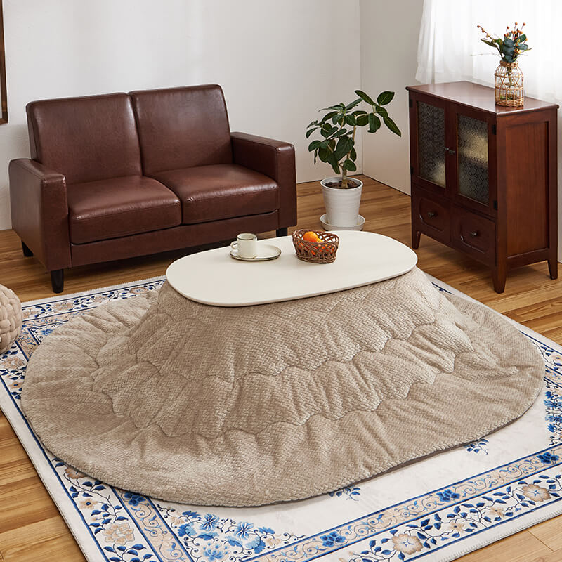 楕円形 こたつ 105x70cm こたつテーブル 楕円形 105×70 木目 天然木脚 ラバーウッド 丸型