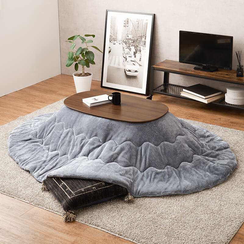 ブラウン楕円形こたつ 折りたたみ楕円形こたつ [幅90][単品/セット] Carumina+Luna