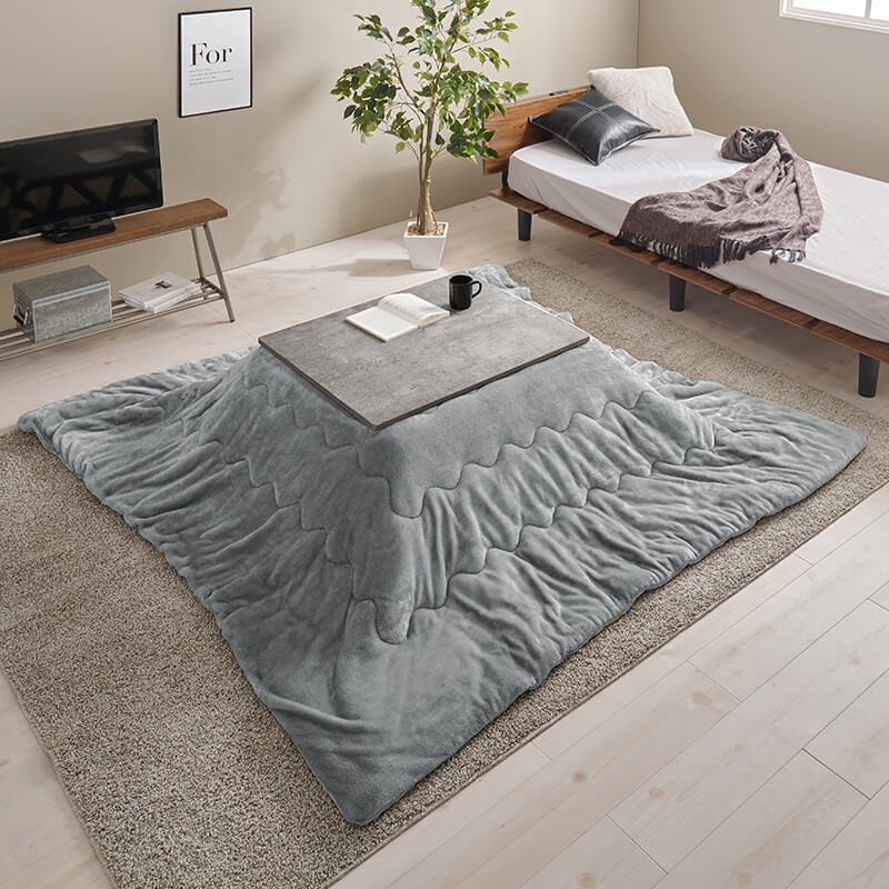 [幅75][単品/セット] コンクリート調長方形こたつ Cartes+メレンゲ/Bique/Snow