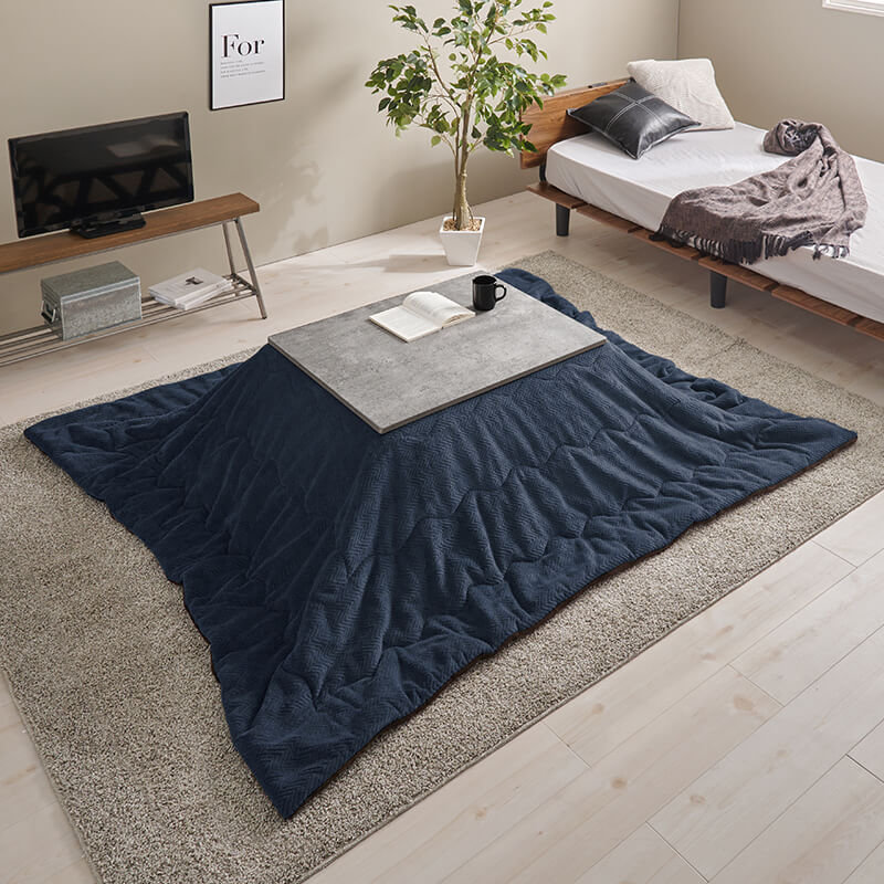 コンクリート調長方形こたつ Cartes+メレンゲ/Bique/Snow [幅75][単品