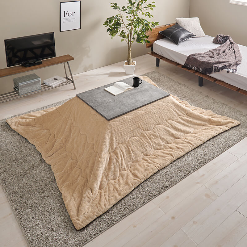 コンクリート調長方形こたつ Cartes+メレンゲ/Bique/Snow [幅75][単品