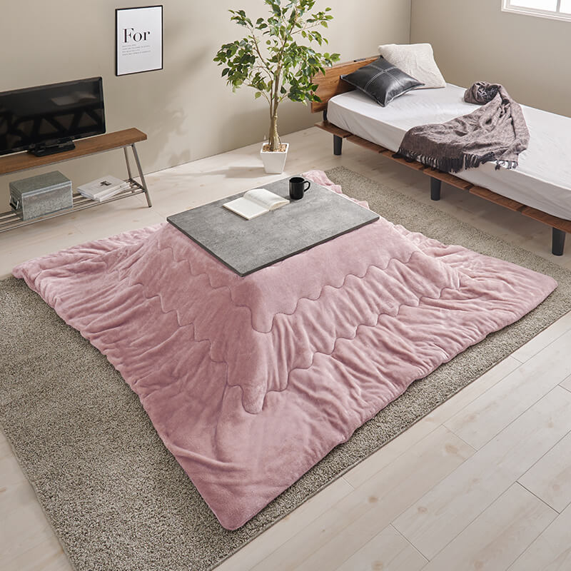 [幅75][単品/セット] コンクリート調長方形こたつ Cartes+メレンゲ/Bique/Snow