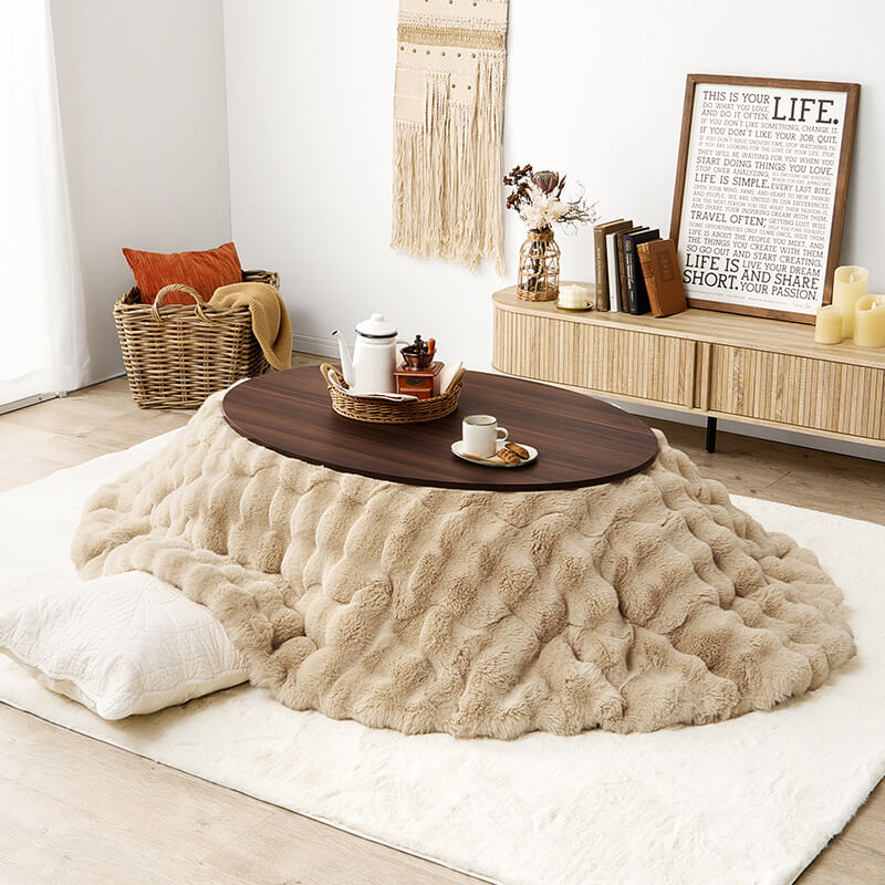 リバーシブル楕円形・円形こたつ [幅80/105][単品/セット] abel+Luna