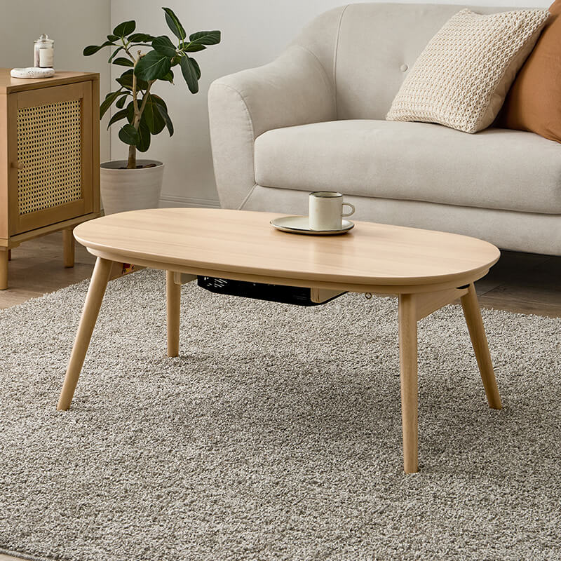 【新色登場】[幅90][単品/セット] 折りたたみ楕円形こたつ Carumina+Luna/moku moku/POKA/メレンゲ