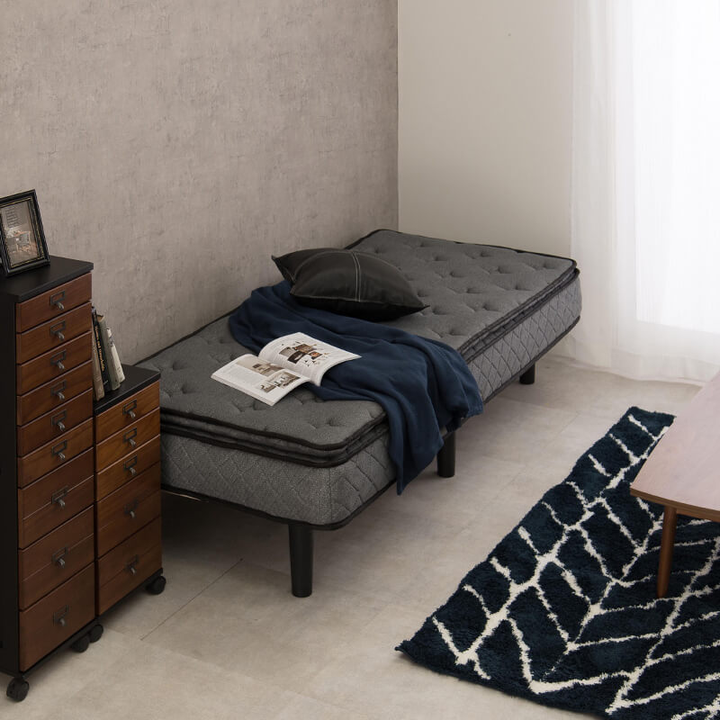 [SSS/S/SD] 脚付きマットレスベッド ポケットコイル ピロートップ付き