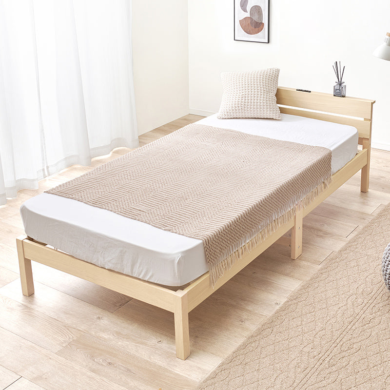 [シングル] 3分で組立できるすのこベッド スタンダードタイプ コンセント付き NEJILESS light（フレーム単品orマットレスセット）