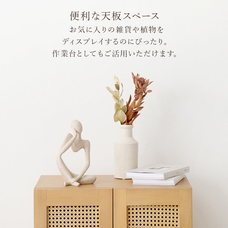 天然ラタンキャビネット 扉収納付き 半完成品 [幅45] Chai