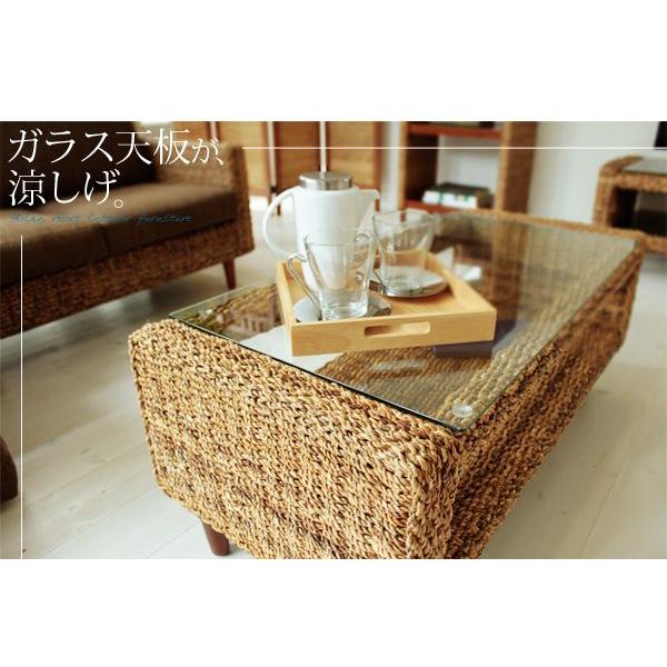送料無料【新品】120cm幅　アバカ ガラステーブル アウトレット ローテーブル 幅120cm ガラス天板 アバカ素材 完成品 グランツ
