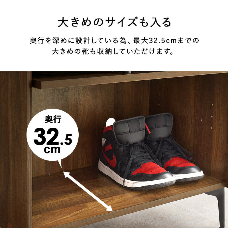 【新商品】[幅61] フラップ＆ルーバー扉シューズボックス 2扉タイプ