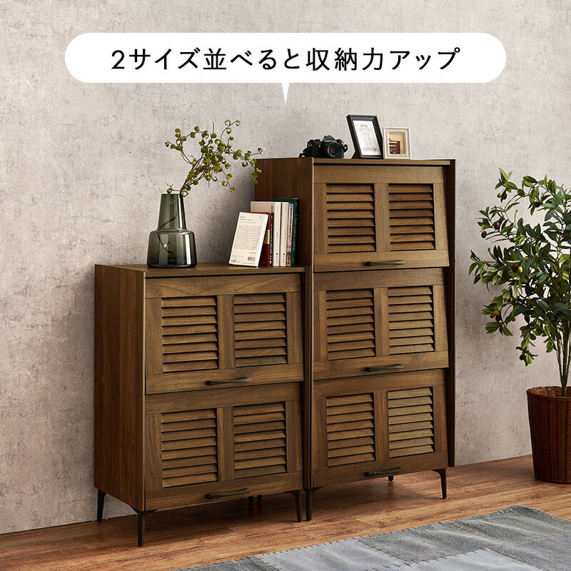 【新商品】[幅61] フラップ＆ルーバー扉シューズボックス 3扉タイプ