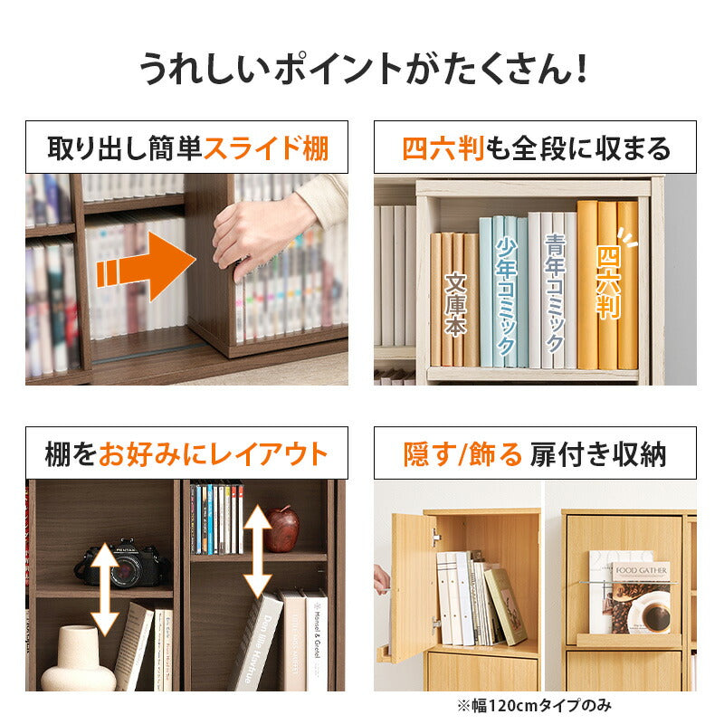 【新商品】[幅90/120] 前後2列スライド式本棚
