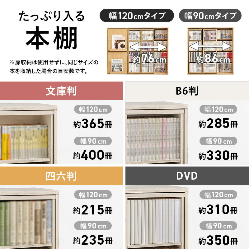 【新商品】[幅90/120] 前後2列スライド式本棚