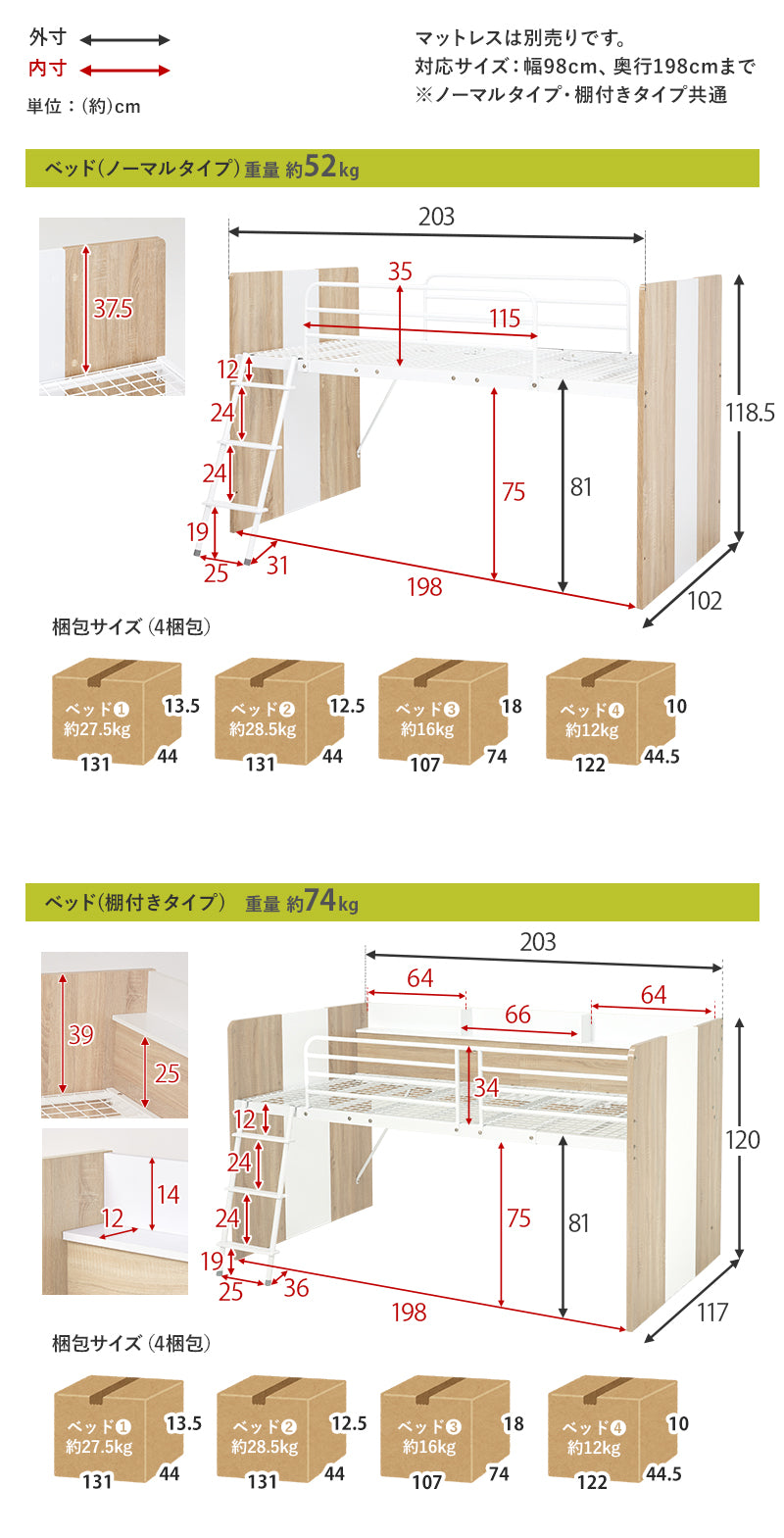 [2タイプ] システムベッド3点SET ベッド・デスク・ワゴン Favori