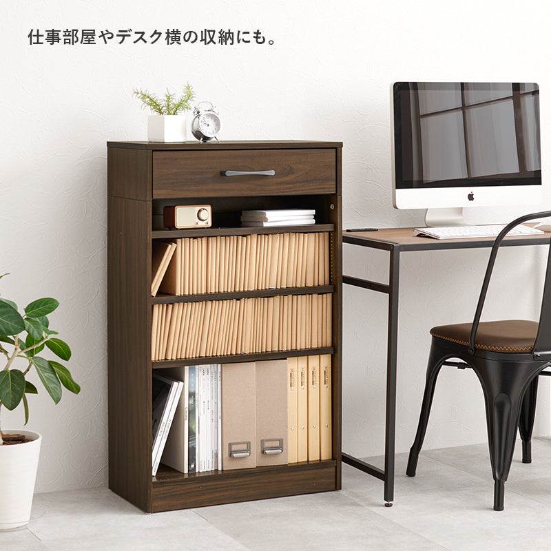 ♡ 1cm刻みで調節引き出し付き本棚 幅60cm ホワイト [8475] 1cm刻みで調節できる本棚 [幅60/90] NORU | おしゃれな家具