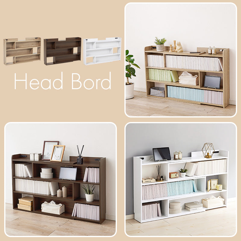 後付けヘッドボード コンセント付き [幅98-158cm][S-Q対応] 可動棚付き