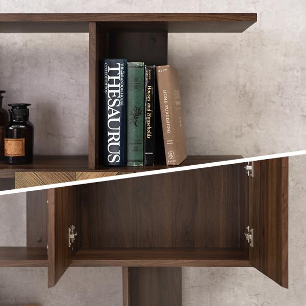 扉付きラック ヘリンボーン 木目調 [幅90] 3段タイプ zig | おしゃれな