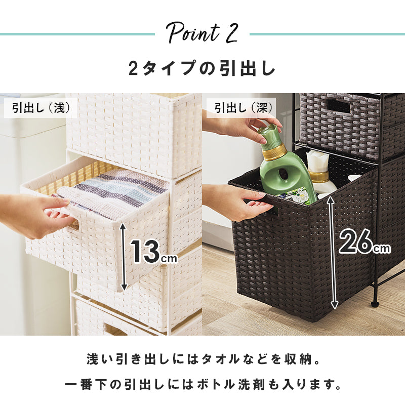 ランドリーチェスト スリムサイズ ラタン調 [3/4杯][幅15.5/20.5