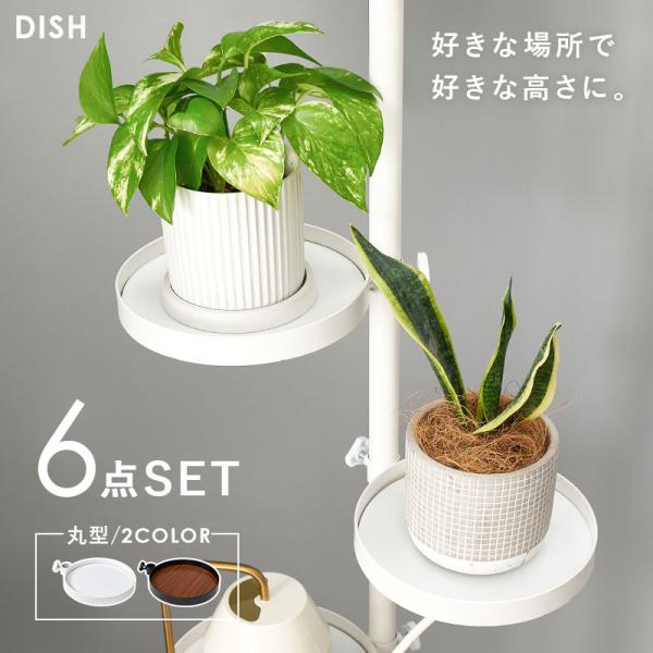 突っ張りラック 丸型トレイ5個付き【DISH】ディッシュ(突っ張り 収納 つっぱり棚 ラック ハンガーラック キッチン ランドリー 天井 壁面 狭い 壁面収納 スリム 木目調 おしゃれ 小物 ポール 玄関 コートハンガー 靴 植物 サイドテーブル)