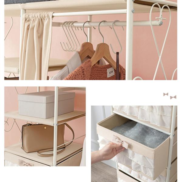 ガーリーハンガーラック 引出し5杯 カーテン付き [幅80] sweeche