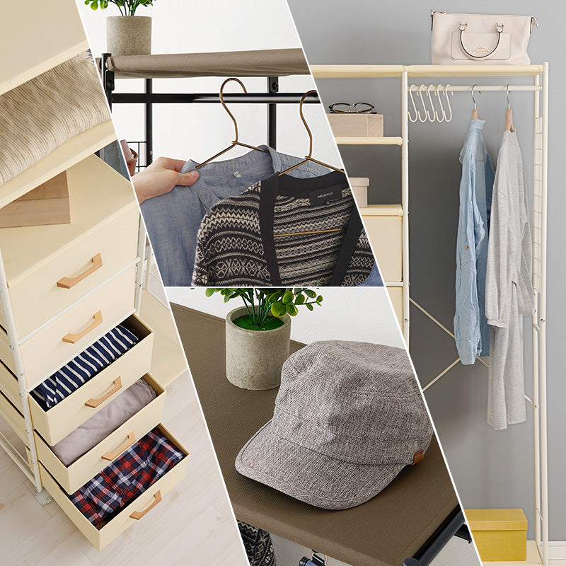 ハンガーラック 引出し5杯 S字フック付き [幅80] | おしゃれな家具